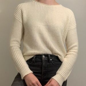 Forever 21 Cream Waffle Knit Sweater with Back Cut-Outs